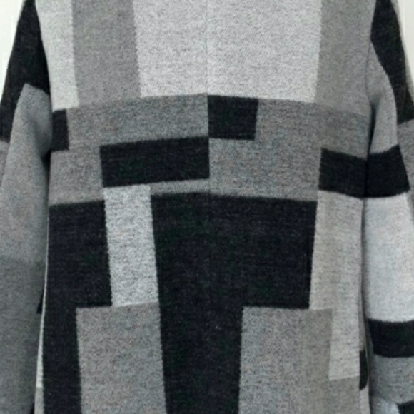 French Connection Black and Gray Color Block Cardigan Coat - Picture 4 of 4
